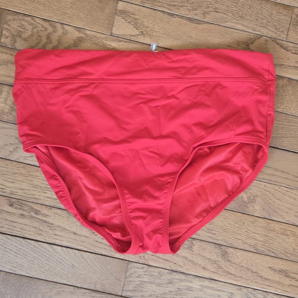 Lands End Cherry Red Bikini Bottom Swim 12